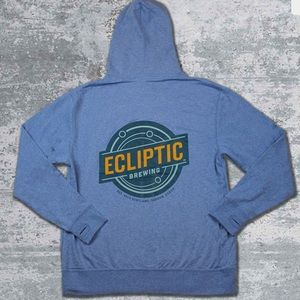 ECLIPTIC Brewing Light Blue Zip-up HOODIE, UNISEX Size Small, Portland Oregon